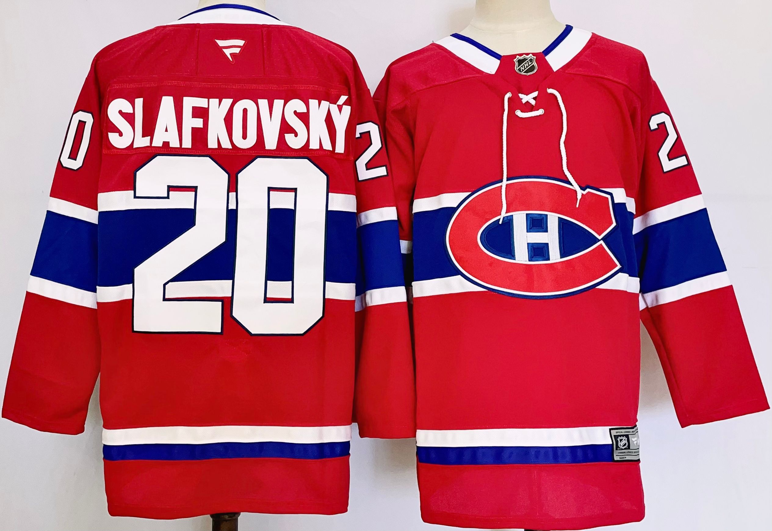 Men Montreal Canadiens #20 Slafkovsky Red 2025 Home Premier Player NHL Jersey->chicago blackhawks->NHL Jersey